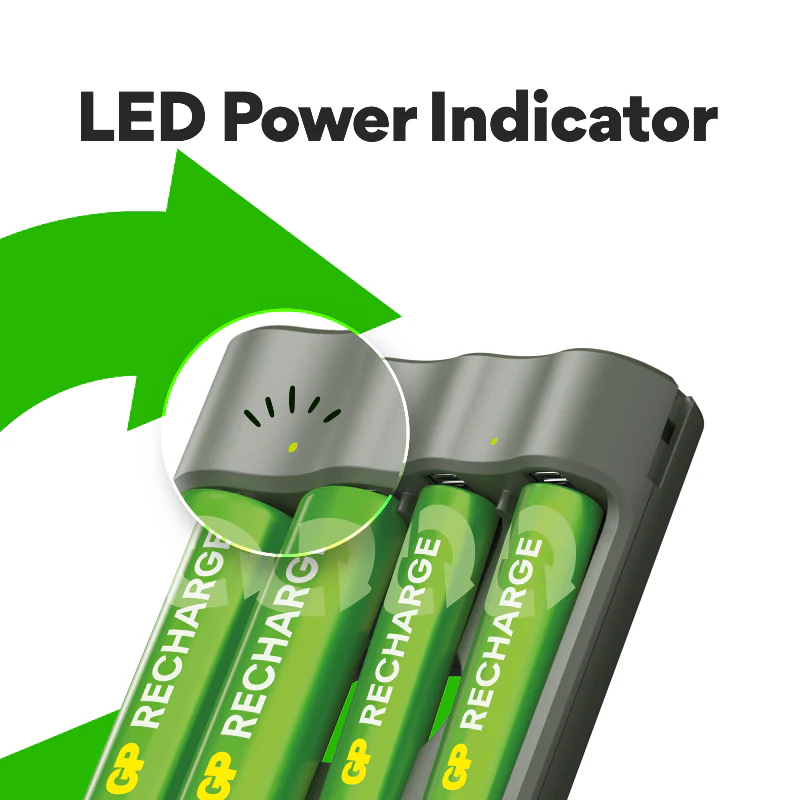GP RECHARGE B441 Charger + AA 2100 mAh & AAA 800 mAh Rechargeable Batteries (2 + 2 Pack) - Image 3
