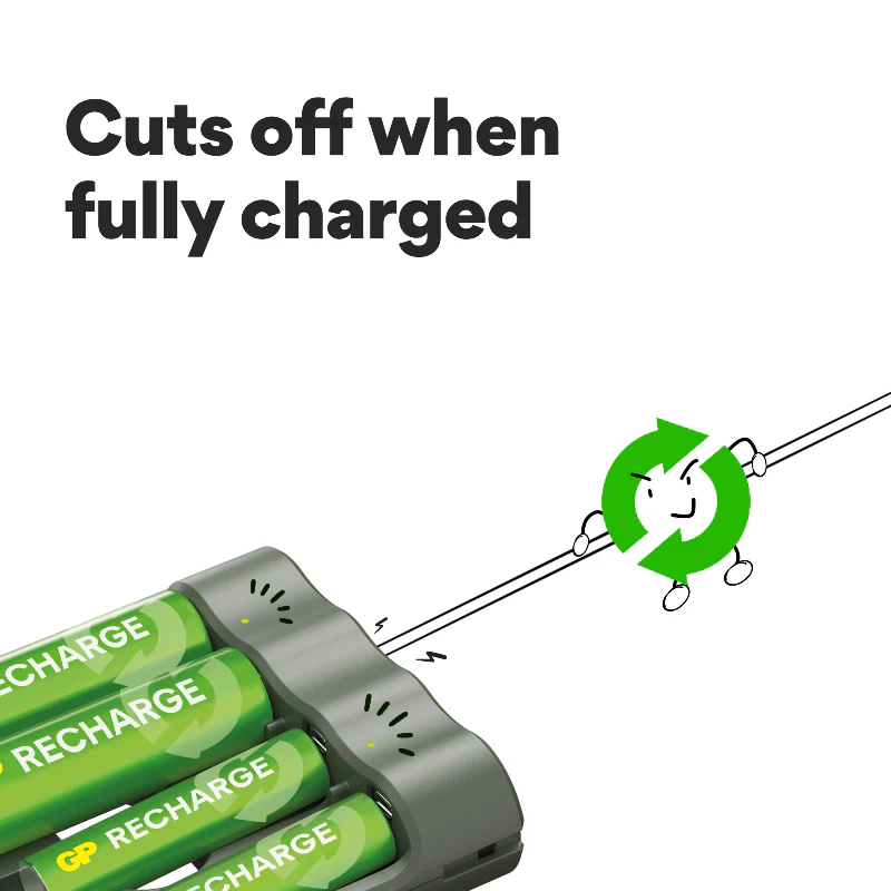 GP RECHARGE B441 Charger + AA 2100 mAh & AAA 800 mAh Rechargeable Batteries (2 + 2 Pack) - Image 4